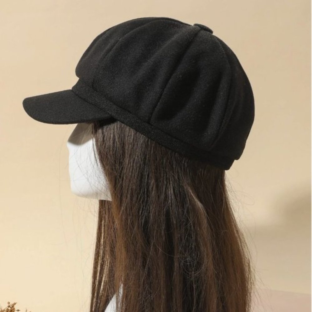 Black Baker Boy Cap - Picture 3 of 4